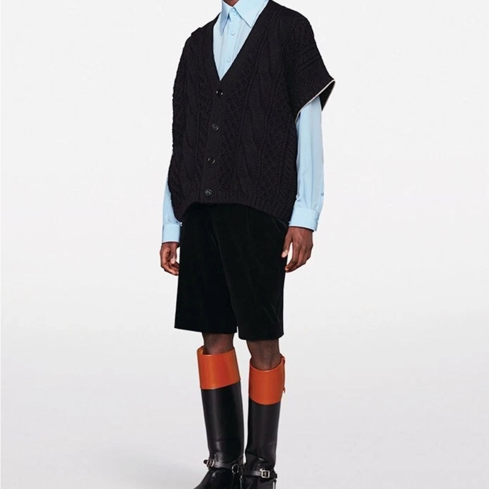 S MFSP$1900 GUCCI Unisex Chunky Cable Knit REMOVABLE SLEEVES Wool SWEATER - Picture 12 of 12